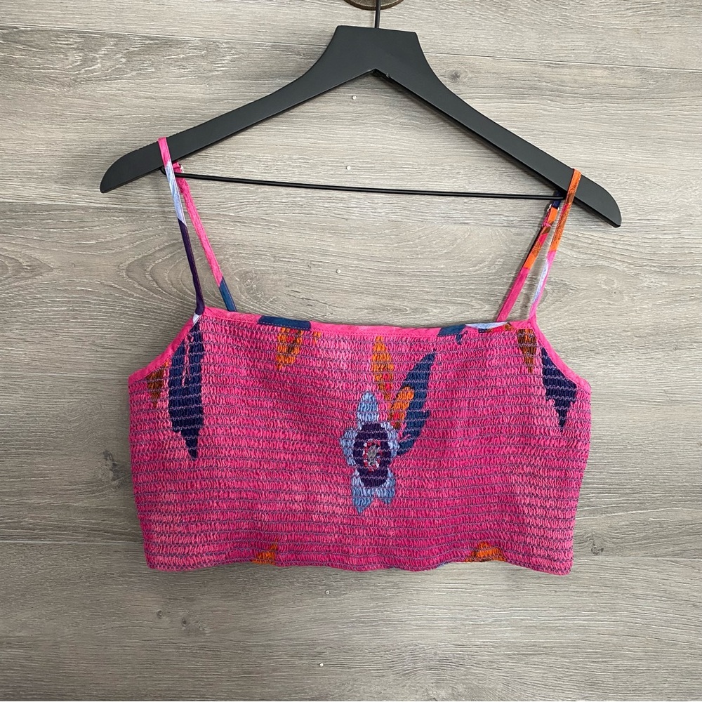 Free People Lucia Printed Smocked Top XL